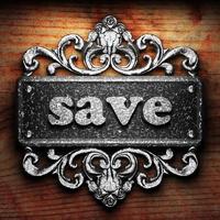 save word of iron on wooden background photo