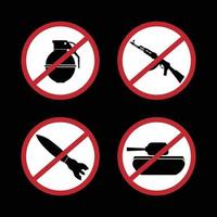 no war sign illustration set, no bomb, no tank, no weapon vector