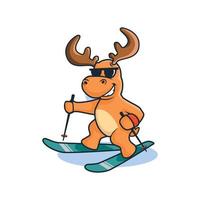 Sporty Moose Ski Smile vector