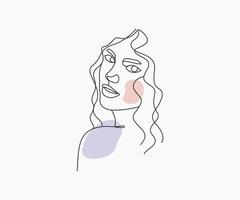 Woman Line Art Drawing, Abstract Side Face And Body vector