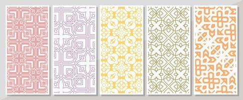 Colorful vertical banner with minimal pattern set vector