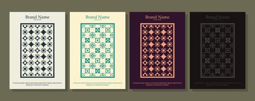 vintage abstract line pattern cover set vector