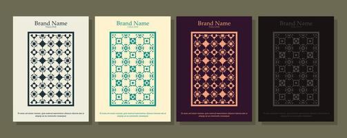 vintage abstract line pattern cover set vector