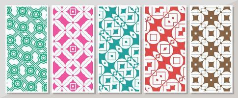 Colorful vertical banner with minimal pattern set vector