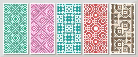 Colorful vertical banner with minimal pattern set vector