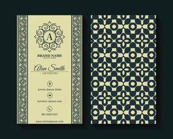 vertical business card with ornament pattern border vector