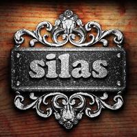 silas word of iron on wooden background photo