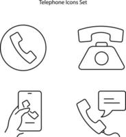 conjunto de iconos de teléfono aislado sobre fondo blanco. icono de teléfono contorno de línea delgada símbolo de teléfono lineal para logotipo, web, aplicación, ui. icono de teléfono signo simple. vector