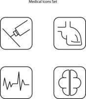 Medical icons set outline isolated on white background. Medical icons sign. Medical icons vector. vector