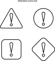 attention icons set isolated on white background. attention icon thin line outline linear attention symbol for logo, web, app, UI. attention icon simple sign. vector