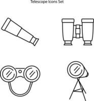 telescope icons set isolated on white background. telescope icon thin line outline linear telescope symbol for logo, web, app, UI. telescope icon simple sign. vector