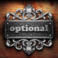 optional word of iron on wooden background photo