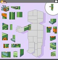 tarea de rompecabezas con personaje de robot de dibujos animados vector