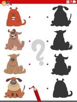 educational shadow task with cartoon dogs vector