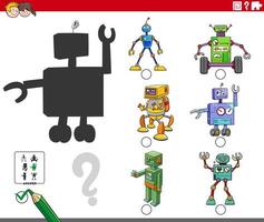 tarea de sombra con personajes de robots de dibujos animados vector