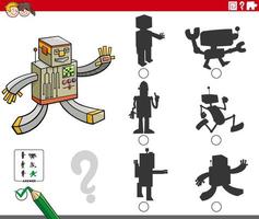 juego de sombras con personajes de robots de dibujos animados vector