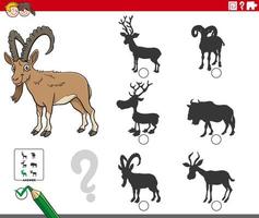 shadows task with cartoon ibex animal character vector