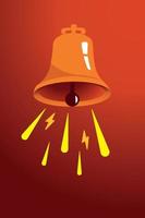 Afiche vectorial vintage con campana retro naranja, roja y amarilla. campana sobre un fondo naranja. Publicidad y promoción. ilustración vectorial vector