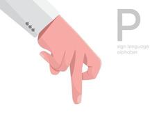 The letter 'P. Universal and Turkish handicapped hand alphabet letter P. Disabled hand. Hand tongue. Learning the alphabet, non-verbal deaf-dumb communication, expression gestures vector. vector