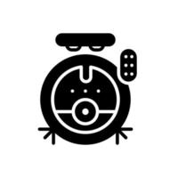 Robot vacuum cleaner silhouette icon. Simple element drawing from smart house concept icon. Robot vacuum cleaner editable web and logo sign symbol design on white background. vector