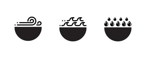 Wind, sea wave and rain modern icon design in semicircle. Suitable for writing area. Logo design is used in various areas of the web. Modern line art design. vector