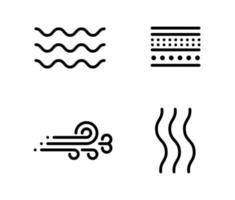 los mismos símbolos de línea gruesa de viento, tierra, agua-mar y temperatura. conjunto de 4 para diseño, diseño de logotipos, sitios web y diseños. vector