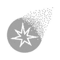 Explosion icon pixel dots. Destruction, destruction and destroyed place pixel art. Integrative pixel movement. Creative dissolved moving dot art. Modern icon creative ports vector design.