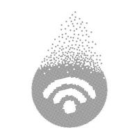 Wifi sign pixel dots. Communication, wifi and connecting pixel art. Integrative pixel movement. Creative dissolved moving dot art. Modern icon creative ports vector design.