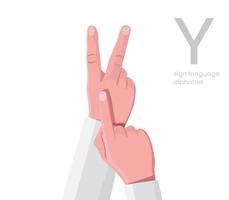 The letter 'Y. Universal and Turkish handicapped hand alphabet letter Y. Disabled hand. Hand tongue. Learning the alphabet, non-verbal deaf-dumb communication, expression gestures vector. vector