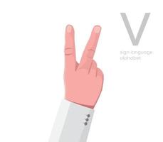 The letter 'V. Universal and Turkish handicapped hand alphabet letter V. Disabled hand. Hand tongue. Learning the alphabet, non-verbal deaf-dumb communication, expression gestures vector. vector