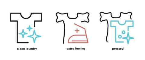 Set of washing and laundry icons. Such Icons include topics such as extra softener, drying and ironing. Colorful wash icon set. Editable Stroke. Logo, web and app and similar icon design. vector