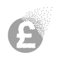 Sterling pound currency fast pixel dots. The UK's Economy and trade currency pixel is flat-solid. Dissolved and dispersed moving dot art. Integrative pixel movement. Modern icon ports. vector