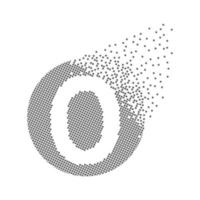 Round 0 number fast pixel dots. Zero number-digit pixel art. Integrative pixel movement. Creative dissolved and dispersed moving dot art. Modern icon creative ports. Vector logotype design.