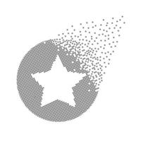 puntos de píxeles de icono de estrella. fusión de estrellas, extinción y evaluación de pixel art. movimiento integrador de píxeles. arte de puntos en movimiento disuelto creativo. icono moderno puertos creativos diseño vectorial. vector