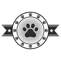 Paw Print Icon Logo Illustration Design in circle with banner vector