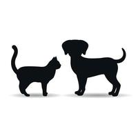 illustration of silhouettes of black dog and cat vector