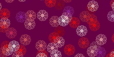 Fondo de doodle de vector rosa claro, rojo con flores.