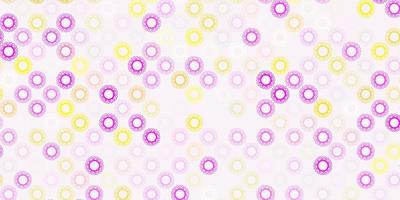 Light pink, yellow vector background with covid-19 symbols.