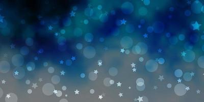 Light BLUE vector pattern with circles, stars.