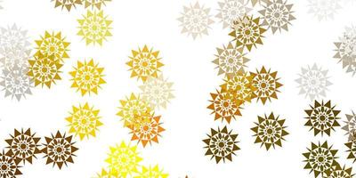 Light green, yellow vector pattern with colored snowflakes.