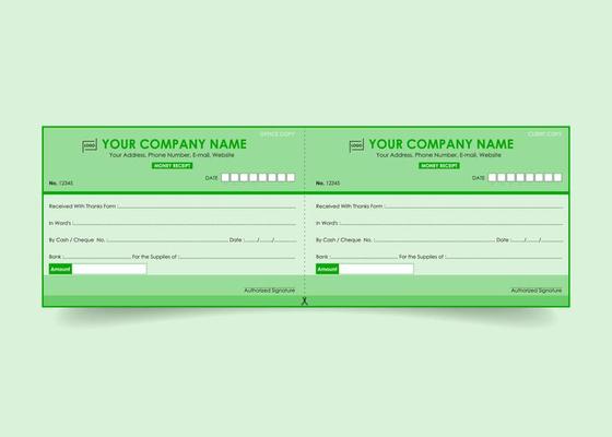 Money receipt template invoice cheque design with security line background