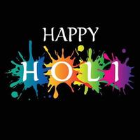 Happy Holi colorful vector graphic on black background