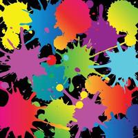 Happy Holi colorful splatter graphic on black background
