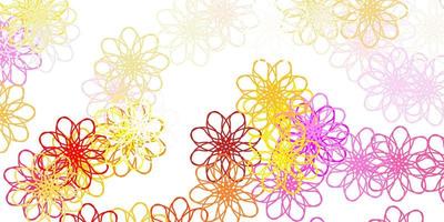 Fondo de doodle de vector multicolor claro con flores.