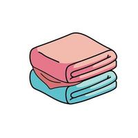 Folded towel or cloth. Stack of fabric. Line drawing. Isolated cartoon illustration in pastel colors. Outline Packed neat clothes vector