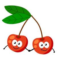 Cherry character. Cute mascot vector
