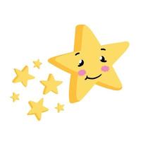 Cute star. Element of night and nature. Flying Cartoon illustration. vector