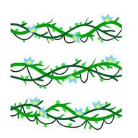 Set of branches with moss and green grass vector