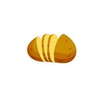 Sliced Potatoes. Piece of brown root vegetable. Flat Illustration. vector