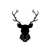 Head of deer. Black silhouette of stag. Horned forest animal. Hipster logo vector